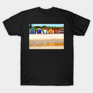 Bathing Boxes and reflection, Brighton Beach T-Shirt